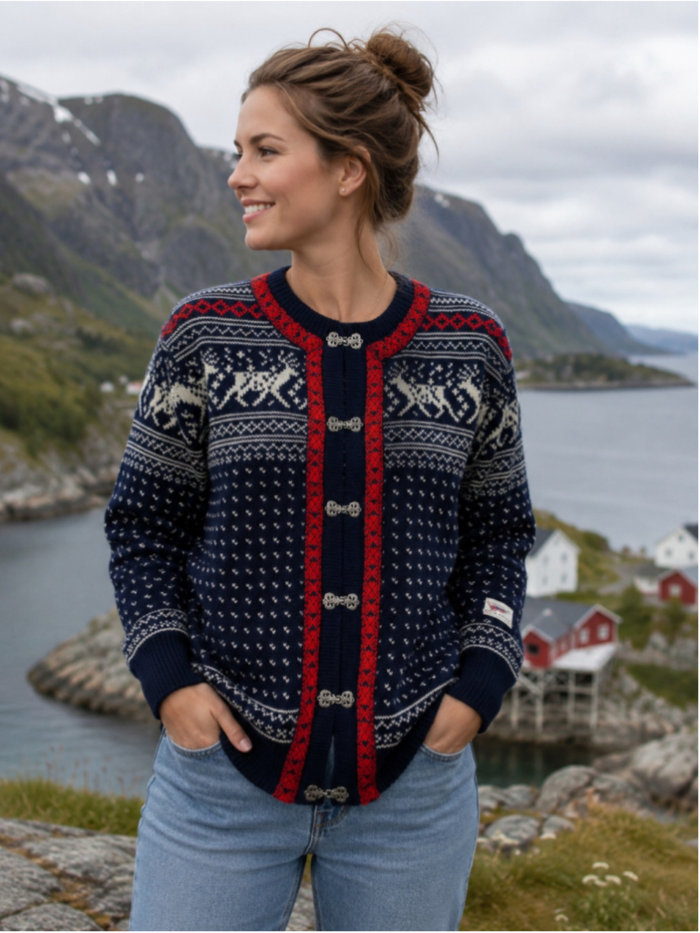 Dale of Norway 100% Wool Cardigan Sweater XL Scandinavian Nordic Cabincore
